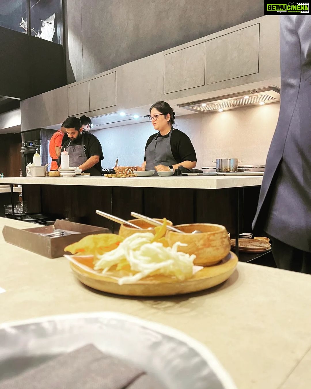 Girija Oak Instagram - @suhrudgodbole and I had the most amazing dining experience at @masquerestaurant thanks to @skoranne 's refreshing take on Maharashtrian food. Everything put on our plates was equal amounts exciting and familiar. Some mirgund, kurdai, dashmya, kharvas and kulith soup for my soul š P.S. she does a bunch of pop ups. Please follow her and find one that you can attend. Thank me later.