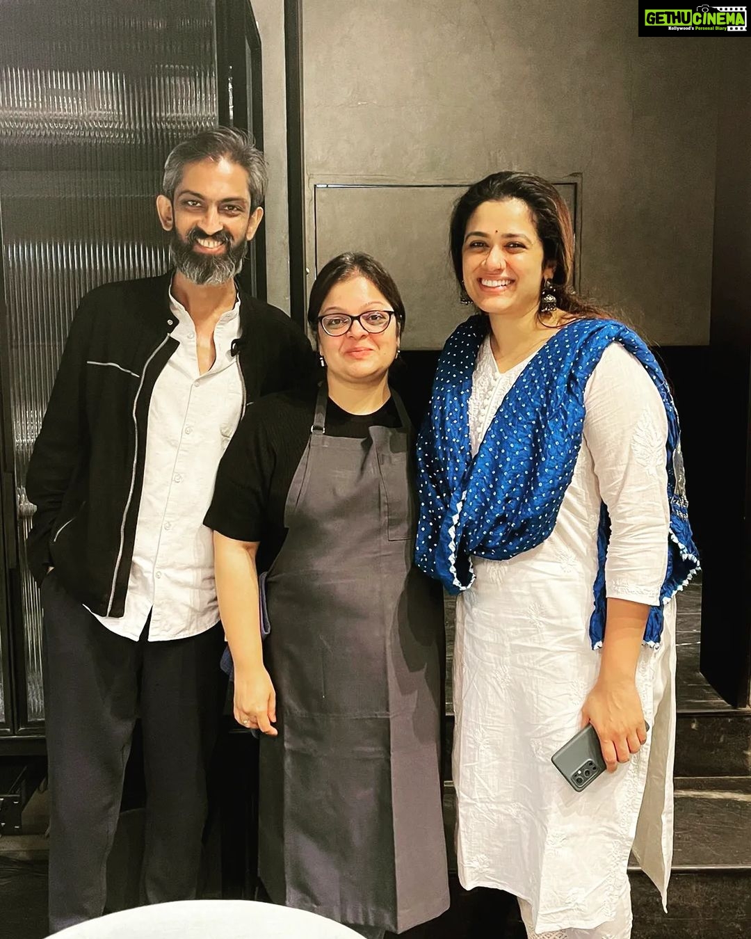 Girija Oak Instagram - @suhrudgodbole and I had the most amazing dining experience at @masquerestaurant thanks to @skoranne 's refreshing take on Maharashtrian food. Everything put on our plates was equal amounts exciting and familiar. Some mirgund, kurdai, dashmya, kharvas and kulith soup for my soul š P.S. she does a bunch of pop ups. Please follow her and find one that you can attend. Thank me later.