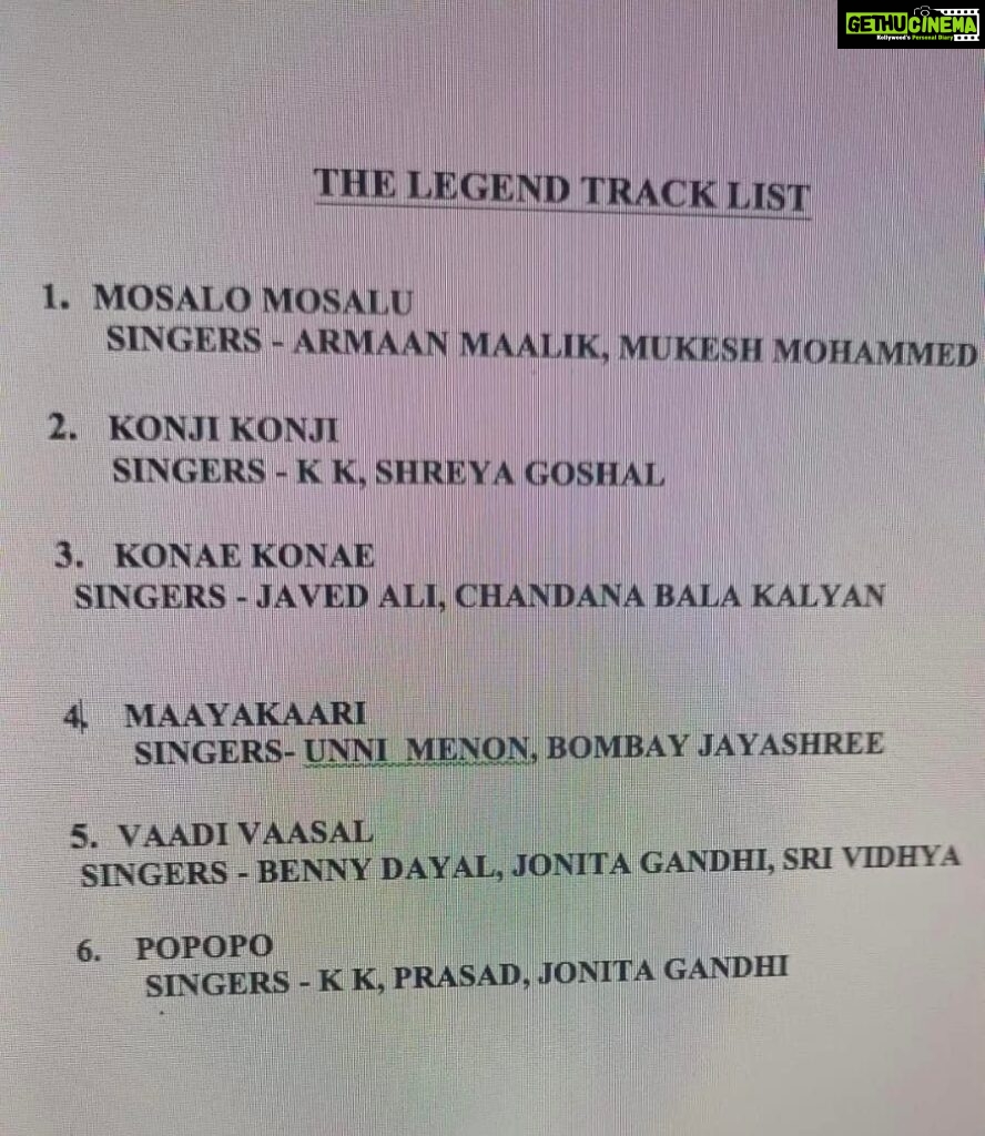 Harris Jayaraj Instagram - I heard you guys and this is the track list of the Album.