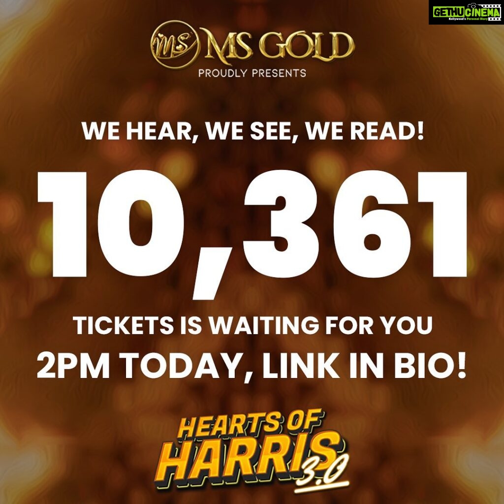 Harris Jayaraj Instagram - We keep working bigger and better to provide the best for all fans🤞🏻 TICKET SALES TODAY, 2PM 🕑 LINK IN BIO 📝 https://www.ticket2u.com.my/queue/countdown/countdown.aspx?id=30123 Hearts of Harris 3.0 | Live in Kuala Lumpur 17 June 2023 Axiata Arena, Bukit Jalil Brought to you by @msgold.my⚜ @jharrisjayaraj @datoabdulmalik #HeartsofHarris #HarrisJbyMSC #malikstreams #HarrisJayaraj #liveinconcert #kualalumpur
