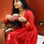 Hasini Anvi Instagram - When in doubt, wear red. ❤️ Outfit @naari_creation Location @lasthousecoffee #hasinianvi LastHouse Coffee