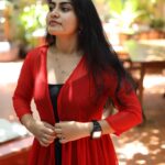 Hasini Anvi Instagram - When in doubt, wear red. ❤️ Outfit @naari_creation Location @lasthousecoffee #hasinianvi LastHouse Coffee