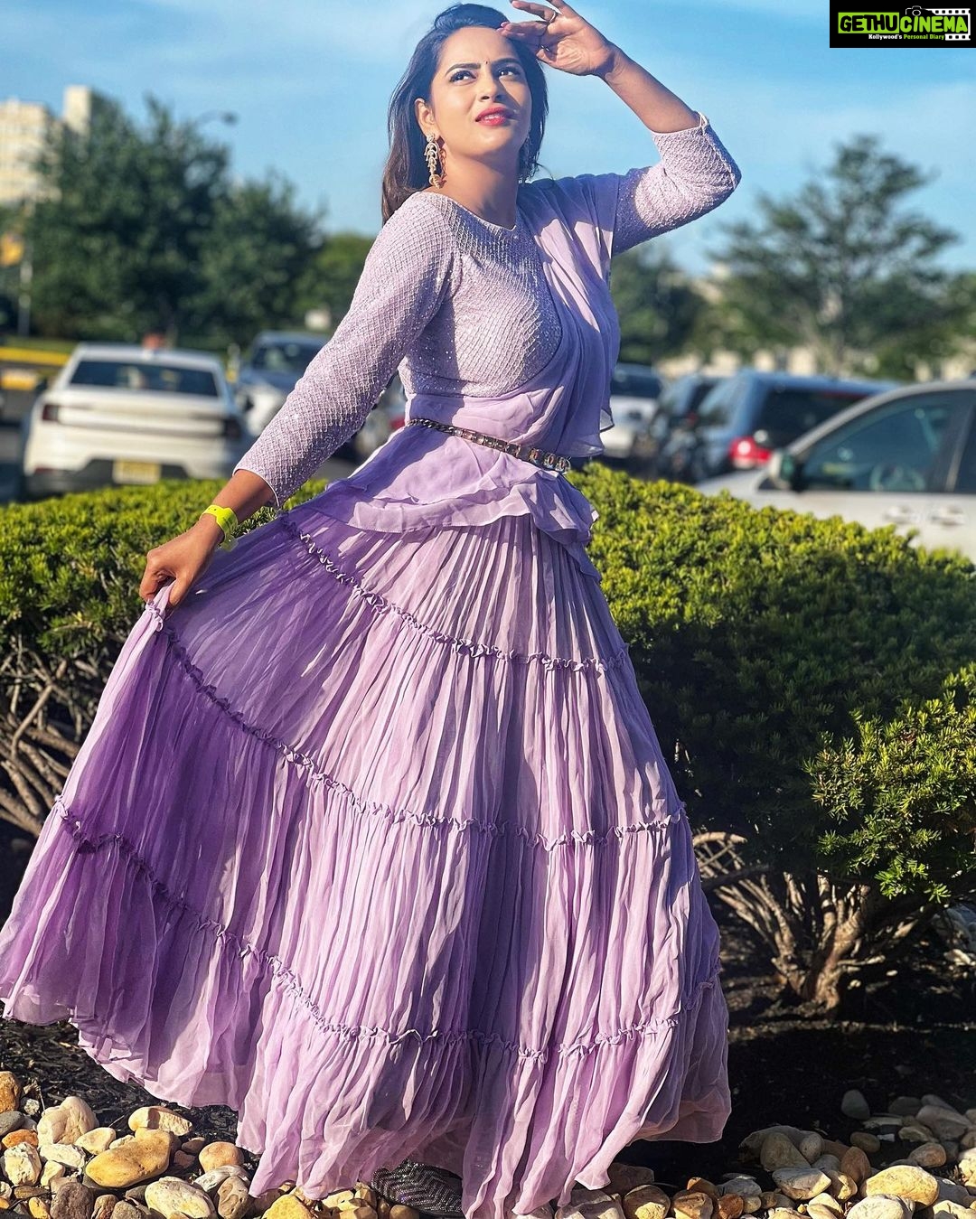 Himaja Instagram - Don’t worry ! Be Purple ! This Beautiful Outfit by @riya_designing_studio Makeup & Hair by @glitzzbynitzz #designerwear #dress Newjersey