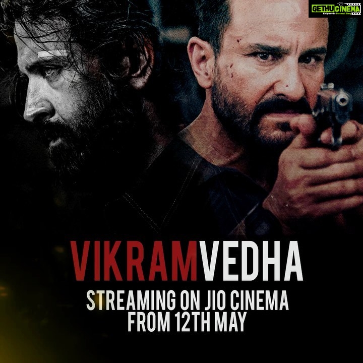 Hrithik Roshan Instagram - Really eager for you all to watch #VikramVedha! I tried doing something in this one which was a bit whacko for me :) I wonder if it has worked 🧐 YOU tell me ! Also by the way , you can watch the digital premier absolutely FREE ! Which I think is amazing , well done @officialjiocinema for making this happen !! Streaming from tonight !! #VikramVedhaOnJioCinema #SaifAliKhan @pushkar.gayatri @radhikaofficial @rohitsaraf @iyogitabihani @mrfilmistaani @instasattu @officialjiostudios @reliance.entertainment @tseries.official @studiosynot @fridayfilmworks