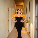 Huma Qureshi Instagram - Flower nahin Fire 😜🌻🔥 Jumpsuit: @gauriandnainika Earrings: thealchemystudio_in Shoes: @trufflecollectionindia Styled by: @dhruvadityadave Hair and make up by: @krisann.figueiredo.mua and @cletusliuu Photo @@arif.photoworks Nails @itssoezi