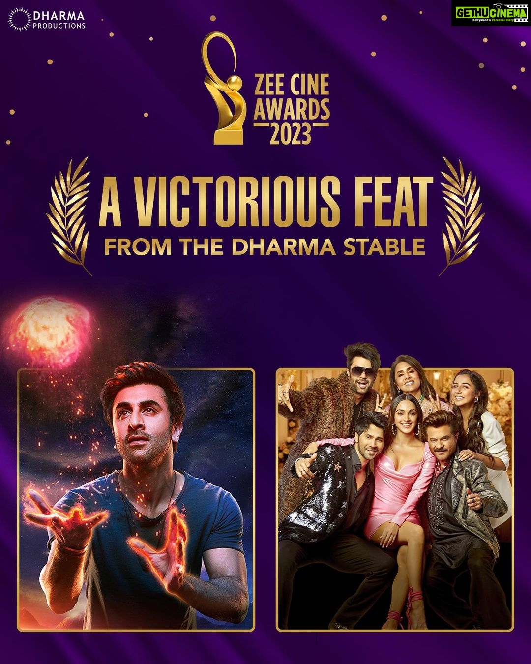 Karan Johar Instagram - And it keeps giving!!! #Brahmastra & #JugJuggJeeyo win big at the #ZeeCineAwards2023. Our @dharmamovies family is overwhelmed with love & gratitude♥️♥️♥️