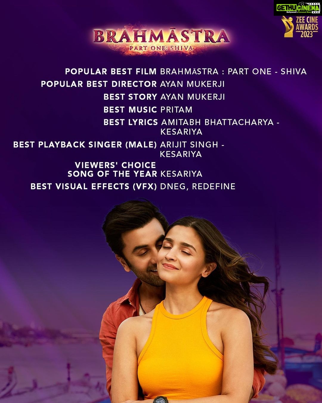 Karan Johar Instagram - And it keeps giving!!! #Brahmastra & #JugJuggJeeyo win big at the #ZeeCineAwards2023. Our @dharmamovies family is overwhelmed with love & gratitude♥️♥️♥️
