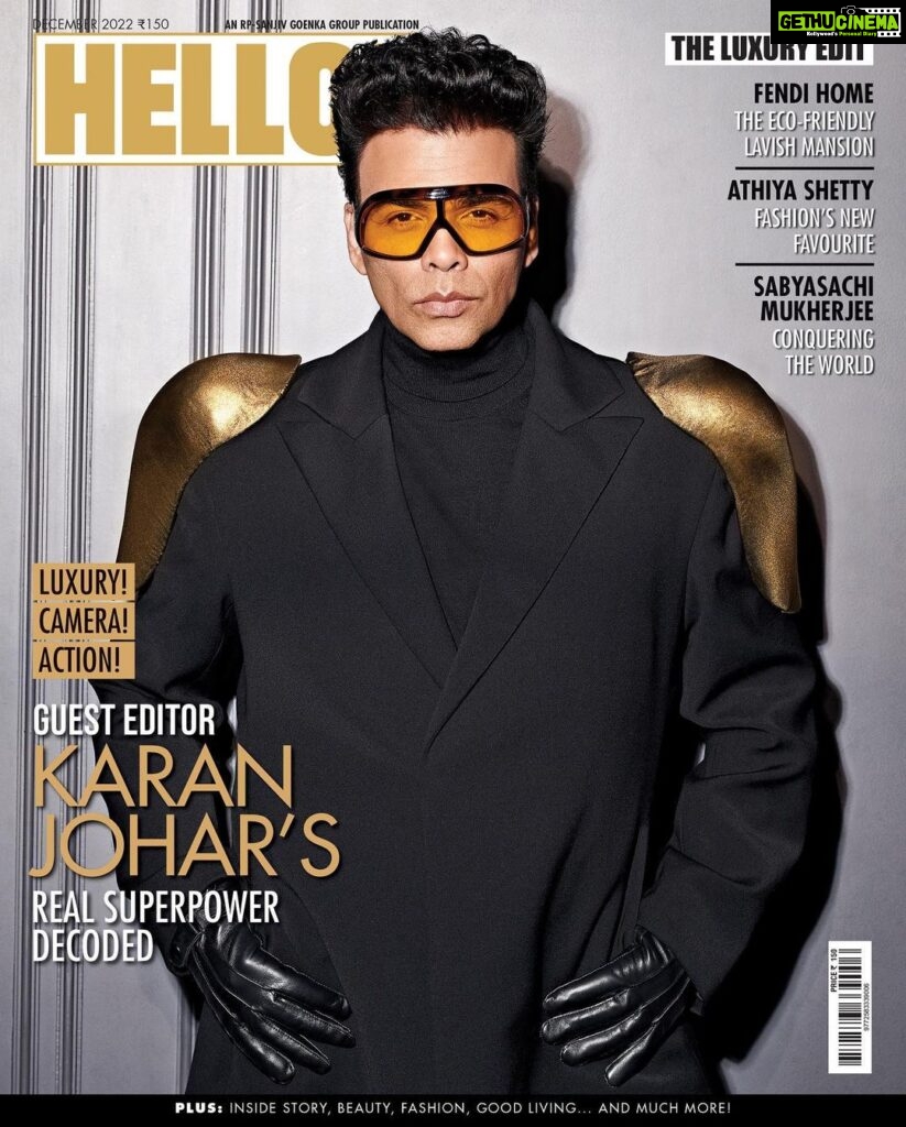 Karan Johar Instagram - Looking at you, saying #HELLO! @hellomagindia Wearing Kaushik Velendra (@kaushik_velendra) with sunglasses from Tom Ford (@tomford). Gloves from Copper Mallet (@coppermallet) add an edge to the look. . Editor: Ruchika Mehta @ruchikamehta05 Interview: Sangeeta Waddhwani @sindhycrawford Photos: Vaishnav Praveen @vaishnavpraveen, The House Of Pixels @thehouseofpixels Styling: Eka Lakhani @ekalakhani Creative Director: Avantikka Kilachand @avantikkak Fashion Editor: Sonam Poladia @sonampoladia Junior Stylist: Anushree Sardesai @anushree_sardesai Assisted by: Misha Rawal @misha_rawal Hair: Darshan Yewalekar @darshanyewalekar Make-Up: Paresh Kalgutkar @paresh_kalgutkar Location Courtesy: Toyroom Mumbai @toyroommumbai_ at @grandhyattmumbai Managed By: Lenn S @len5bm Artist PR Agency: Hype PR @hypenq_pr