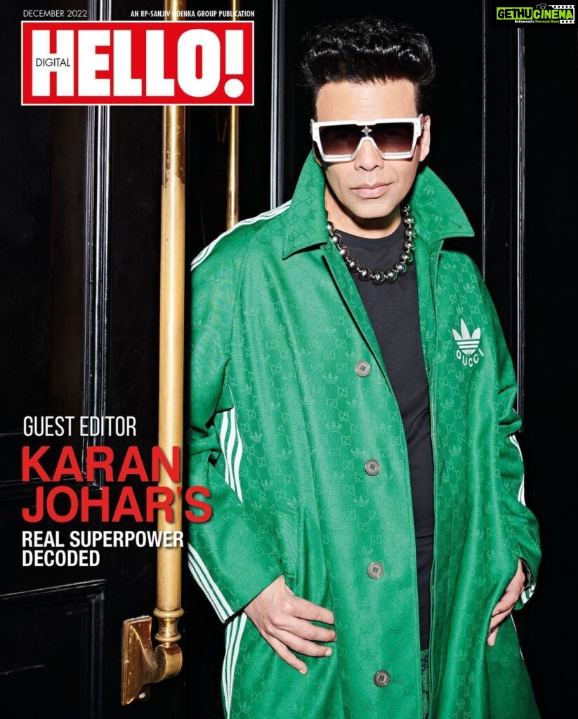 Karan Johar Instagram - HELLO there!👋 On the cover of the December Luxury Special issue! @hellomagindia Outfit and bag from Gucci (@gucci), sunglasses from Louis Vuitton, (@louisvuitton) accessories from Gucci (@gucci) and sneakers from Versace (@versace) Editor: Ruchika Mehta @ruchikamehta05 Interview: Sangeeta Waddhwani @sindhycrawford Photos: Vaishnav Praveen @vaishnavpraveen, The House Of Pixels @thehouseofpixels Styling: Eka Lakhani @ekalakhani Creative Director: Avantikka Kilachand @avantikkak Fashion Editor: Sonam Poladia @sonampoladia Junior Stylist: Anushree Sardesai @anushree_sardesai Hair: Darshan Yewalekar @darshanyewalekar Make-Up: Paresh Kalgutkar @paresh_kalgutkar Location Courtesy: Toyroom Mumbai @toyroommumbai at @granhyattmumbai Managed By: Lenn S @len5bm PR Agency: Hype PR @hypenq_pr