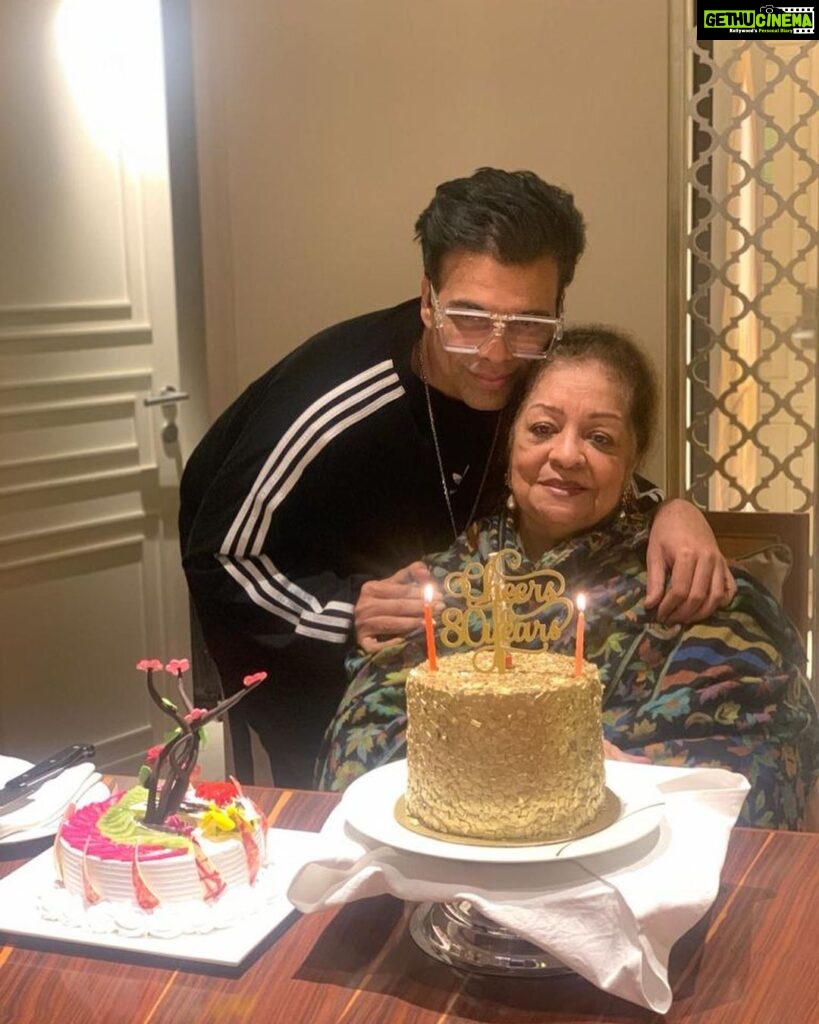 Karan Johar Instagram - My brave and resilient mama turns 80 today…. She taught me how to love …how to stand for what I believe in … never apologise or justify myself if I was in the right… never pretend to be anyone I wasn’t …. She is as much my conscience as she is my fashion police …. Also the only person who i am still scared of… I love you mom to the planets and back …. I would never have been able to raise Roohi and Yash without you….. ❤️❤️❤️❤️❤️❤️ #mymommyhero