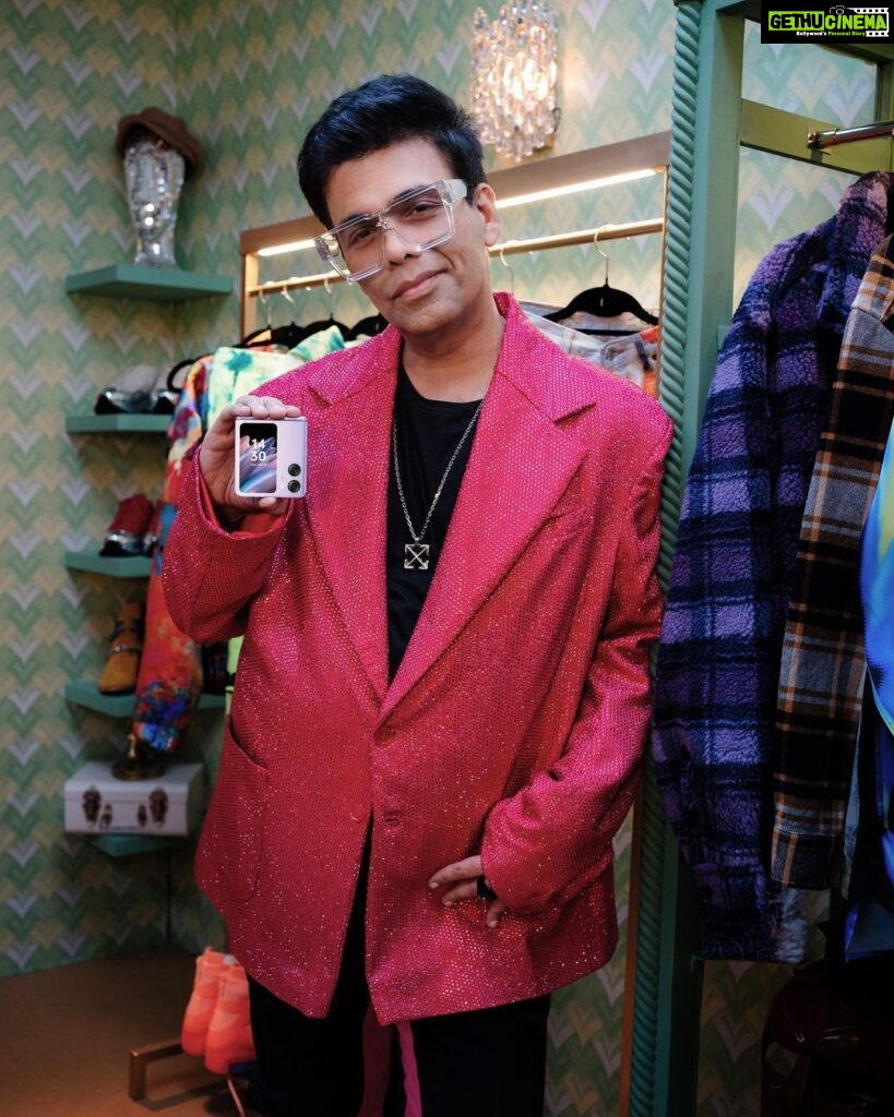 Karan Johar Instagram - I’ve got a new plus one for all events now, and it’s the #BestFlipPhone out there. The all-new #OPPOFindN2Flip truly is the best you can ask for, with a unique pocketable design and the largest cover screen. Going live on 17th March - remember the date! #SeeMoreInASnap @oppoindia #Ad #PaidPartnership