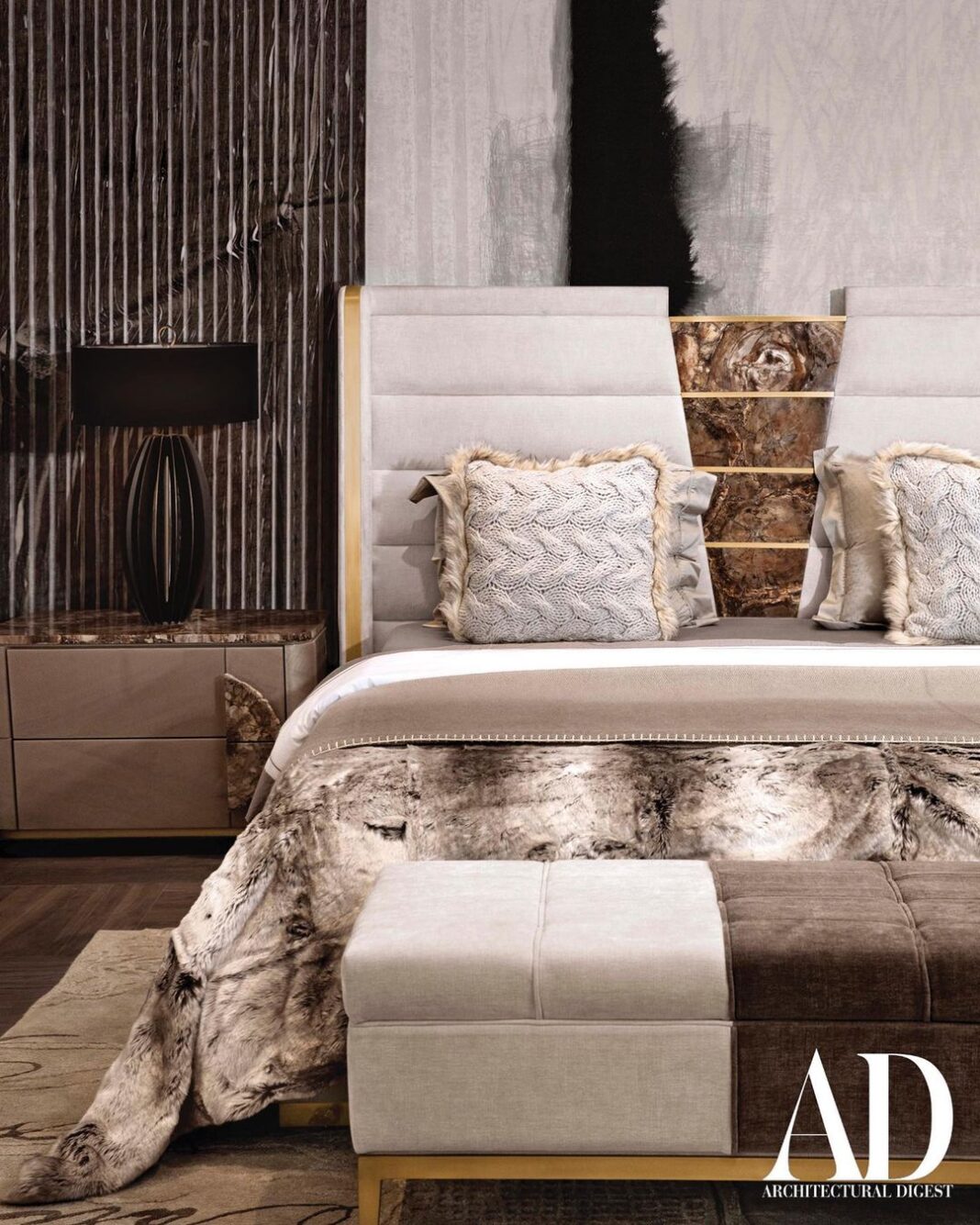 Karan Johar Instagram - For @archdigestindia : “This home is bespoke; it’s one of a kind. It is designed to reflect who Karan is: glamorous, fun, and also a little over the top! It’s not a space that can be imitated,” says interior designer Gauri Khan (@gaurikhan). Knowing Karan’s largesse and his love for entertaining, Gauri wanted the home to serve as a seamless extension of his personality, where guests could make themselves comfortable from the get-go. The main entryway wall is clad in a dramatic, fluted, black-and-white “panda” marble that lines the passageway into a light-filled living room, the tall, arched French windows open onto a serene terrace—Karan's favourite spot—dotted with tropical plants, where he can enjoy his coffee. Both Karan and Gauri also admit to an affinity for the powder room—during the day, the sunlight filters in, reflecting off the glossy surfaces—which Khan accented with a statement turbine light, a vanity with marble horse-head detail, and a forest-green wall. While Gauri has used a medley of richer tones for the public areas, for Karan’s private spaces—his dressing room, bedroom, and bathroom—she adopted a softer palette of beiges, muted metal tones, and wooden herringbone floors, while still keeping some distinctive threads to tie in the entire design story. Explore the filmmaker's home at the link in bio. On Stands NOW! Photography by: Ishaan Nair (@ishaannair7) Words by: Priyanka Khanna (@priyankaskhanna) Art Director: Chandni Mehta (@thebombaycat) Production: Harshita Nayyar (@harshitanayyar_) Karan Johar's team: Manager: Lenn Soubam (@len5bm) Fashion Stylist: Eka Lakhani (@ekalakhani) Assistant Stylist: Arpita Chonkar (@arpita.kc) & Mayuri Srivastava (@mayuri_srivastava) Hair: Aalim Hakim (@aalimhakim) Makeup: Paresh Kalgutkar (@paresh_kalgutkar) Gauri Khan's team: Managed by : Bottomline Media pvt ltd (@bottomlinemedia) Hair: Rishika Chaudhry Makeup: Saba Khan (@sabakhanmakeup)