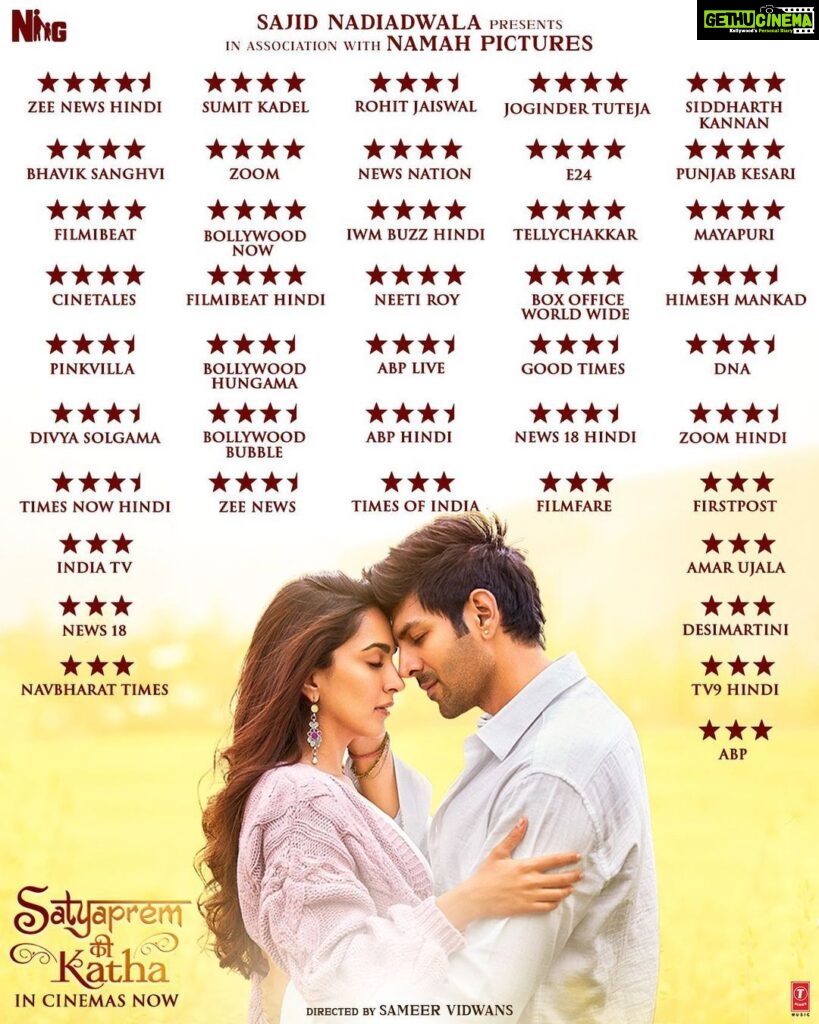 Kartik Aaryan Instagram - Pure Love winning hearts and stars 🤍🙏🏻 #SatyaPremKiKatha in cinemas