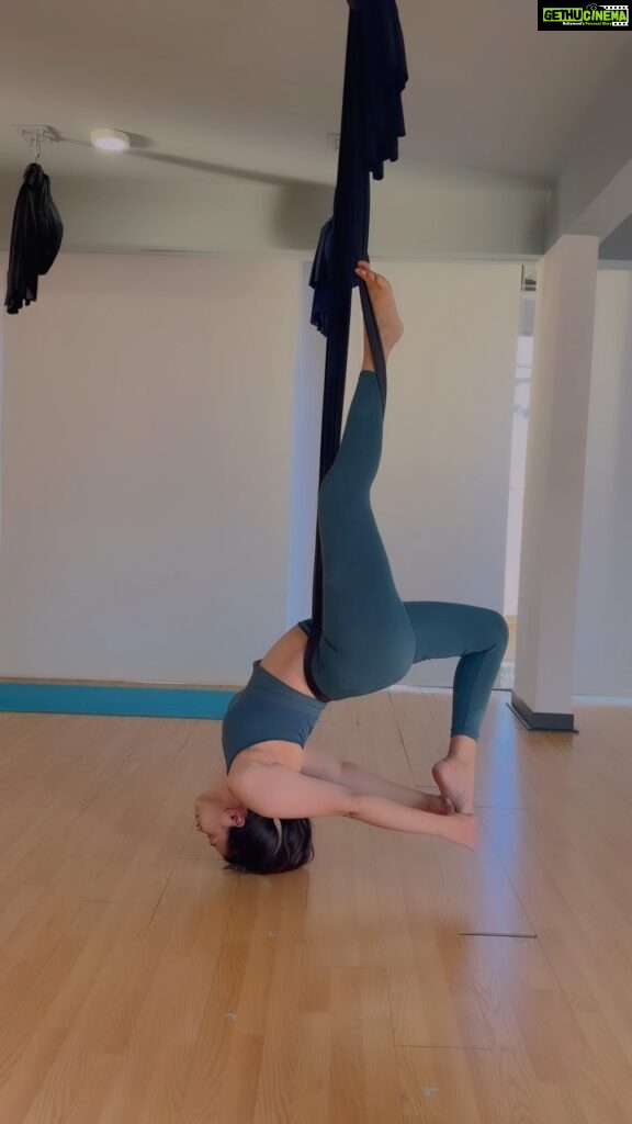Kavya Shetty Instagram - There is no such thing as too fast or slow. There is only your own timing, or trying to keep pace with other people. #aerialyoga @thehamsayoga @_modernyogini Bangalore, India