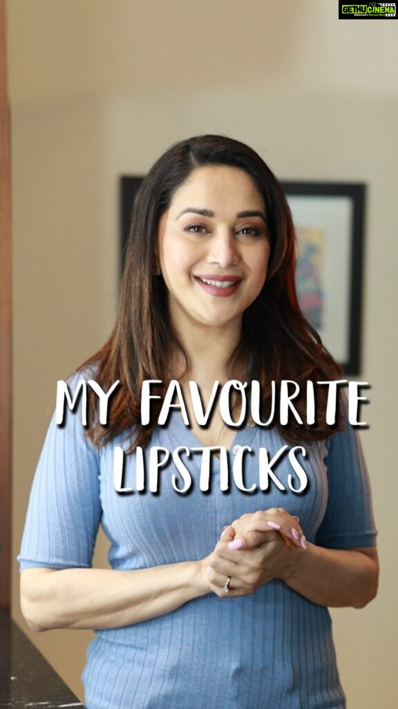 Madhuri Dixit Instagram - Obsessed with the vibrant hues of all my go to lipsticks 💄🥰 Finding new lipstick shades to try is my favourite thing to do! Drop the shades you think I should try below 👇💋 #friday #friyay #reels #reelsinstagram #lipstick #favouritelipsticks #explore #explorepage