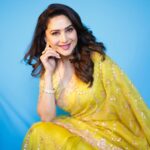 Madhuri Dixit Instagram - Nothing can bring me down when i got a beautiful saree on 💝 #monday #mondaymotivation #monday #sareelove #yellow #photooftheday #photoshoot