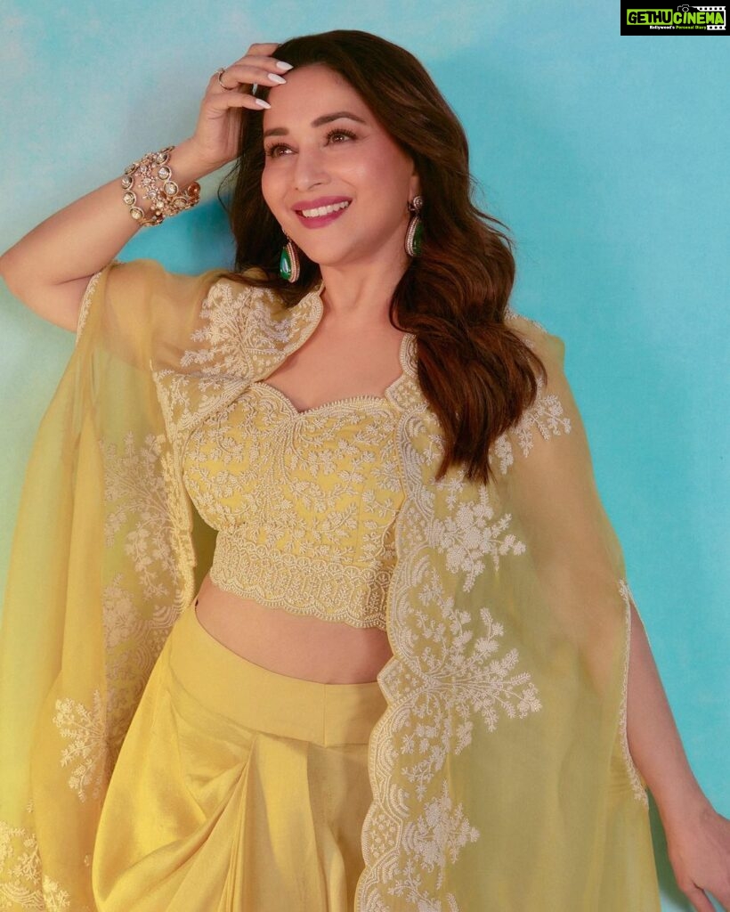 Madhuri Dixit Instagram - When you can’t find the sunshine, be the sunshine ☀ #wednesday #wednesdaywisdom #photooftheday #yellow #photoshoot