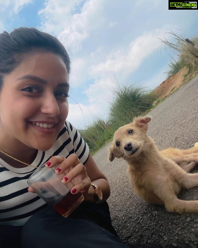 Mahima Nambiar Instagram - Smile please 😁 📸 Amma @vidyapalat #photodump #valatty #happydog #kattankappi #hills Illikkal Kallu