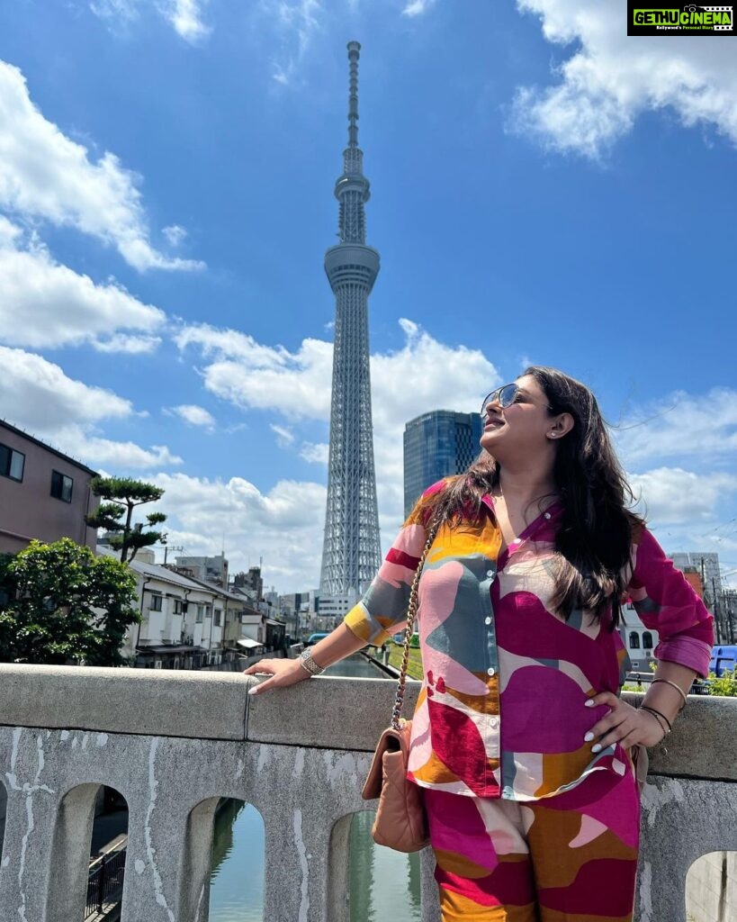 Malavika Instagram - From this elevated viewpoint, embracing the picturesque charm of Japan's cityscape 🏙🩵 Tokyo Skytree, Japan