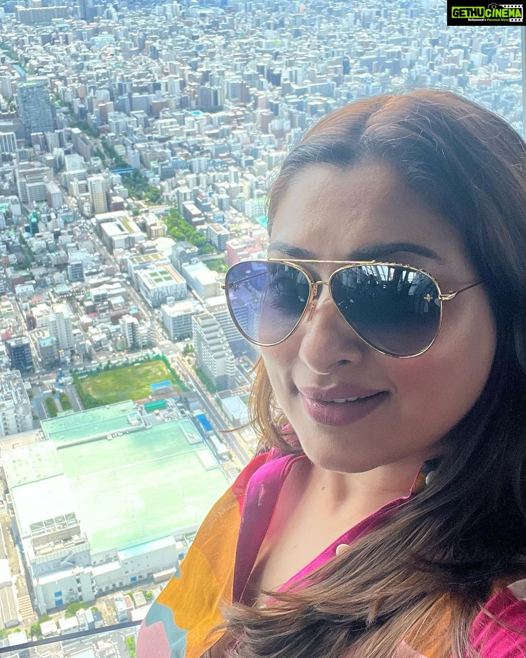 Malavika Instagram - From this elevated viewpoint, embracing the picturesque charm of Japan's cityscape 🏙️🩵 Tokyo Skytree, Japan