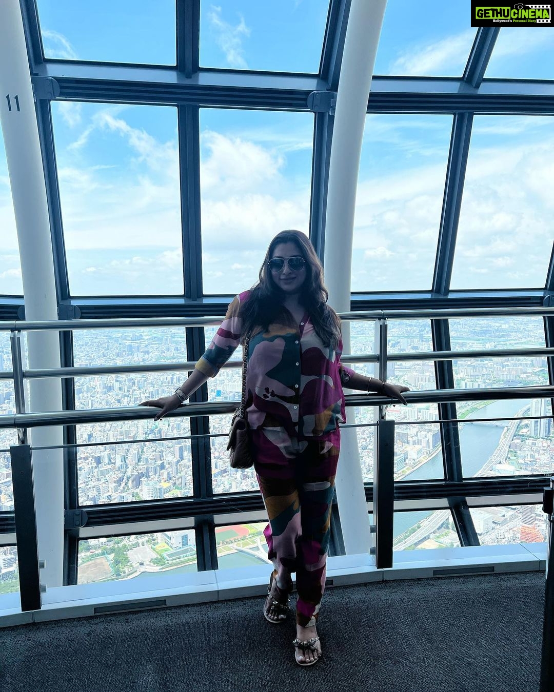 Malavika Instagram - From this elevated viewpoint, embracing the picturesque charm of Japan's cityscape 🏙️🩵 Tokyo Skytree, Japan