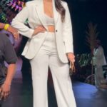 Mannara Instagram - “Attending #BombayTimesFashionWeek last evening was such a blast. Adding a touch to the fashion night by wearing a white outfit this summer with a pop of pink heels ,” Love the look I chose!” 😉🤍💕 Outfit @bcbgmaxazria MUA @muakomalvasa9 Jewellery @bmbjewelsofficial Styled by @kaminichoprahanda n Me