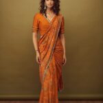 Meenakshi Chaudhary Instagram - Saree not sorry 😌 my never ending love for sarees 📸 @akshay.rao.visuals Styled by - @riechamallick Outfit by - @sonamluthria Jewellery by - @karnikajewelshyd Make up - @s_r_studios_ Hair - @chinnisrinu_stylist