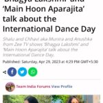 Munira Kudrati Instagram - Here is wishing everyone a Happy International Dance Day 💃❤️ . . . . #bhagyalakshmi #zee #zeetv #tv #news #article #dance #internationaldanceday #❤️