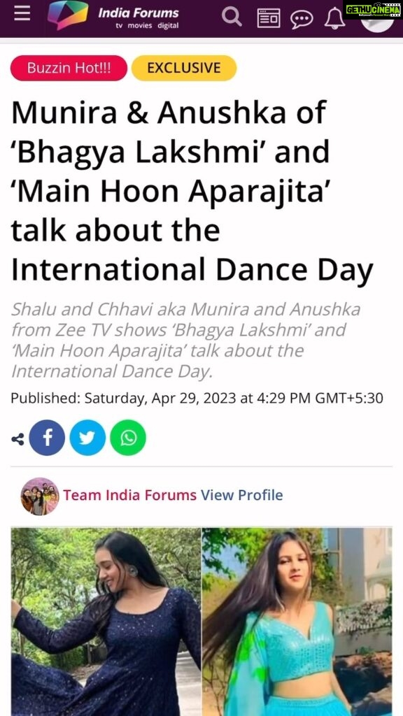 Munira Kudrati Instagram - Here is wishing everyone a Happy International Dance Day 💃❤ . . . . #bhagyalakshmi #zee #zeetv #tv #news #article #dance #internationaldanceday #❤