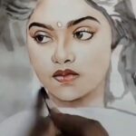 Nadhiya Instagram - Painting a Memory!😍Thank u so much Sheema for sharing this beautiful work💛💛@cherry_chue #artwork #painting #memories