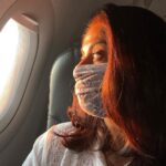 Nadhiya Instagram - Sun kissed at 35,000 ft! ✈️🌍🔝 #sunset #travel #flying #mask