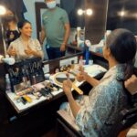 Nadhiya Instagram - Getting ready in a jiffy for my shoot for the Telegu version of Drushyam 2 in Hyderabad 🎬 Thank u Sudhakar & Unnikrishnan😊 #mondaymotivation #films #work