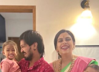 Nakul Instagram - Meet the new addition to our little universe - Amore ❤️ 🥹 📸 @danushbhaskar Akira & Amore wearing custom made @collectiveamara @actornakkhul - @sundari_silks @srubee Saree @collectiveamara Custom made Blouse @sameenasofficial Absolutely in love with this cover version of the song @sudharshan93 #myakira #myamore #khulbabees #khulbeetails #nakkhulsrubee