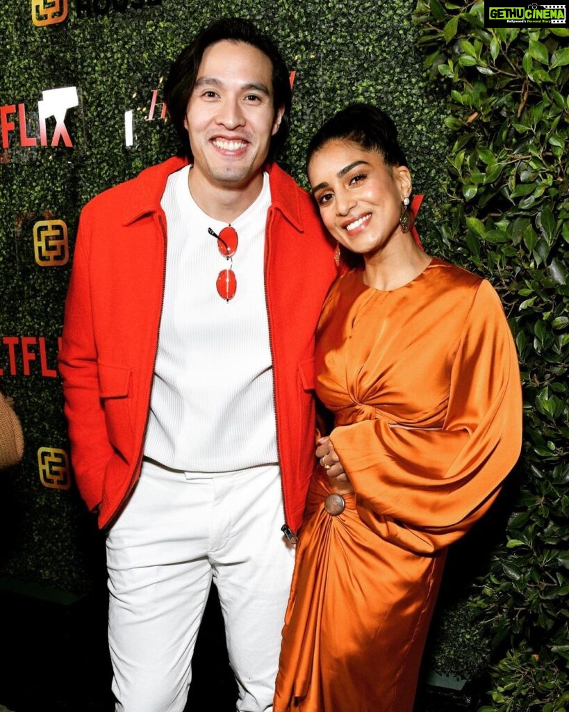 Pallavi Sharda Instagram - Oh what JOY. Thank you @netflixgolden @hollywoodreporter @goldhouseco for bringing together a room full of humans who share so much context, so many stories, have jumped through insurmountable hoops and have - in many cases - overcome historical othering to be able to today stand tall as artists of Asian descent. Events such as this not only remind us of community, of the richness of our shared heritage, but they also shine a bright forward light over the aspirations of our future peers. May they be able to ideate, triangulate and celebrate within the nuances of duality and all its story-telling glory… without the question of belonging. What a pleasure to meet & share a stage with so many of my contemporary idols. I am in awe of everyone that was in that room. Special shout out to the wedding season fam who were present: my partner in fun-loving crime @surajsharmagram, ace DP @meendawg, Manager no 1 @rajvr42 and our fearless producer @samosastories 🧡🇮🇳 More posts incoming. Because this was just that kind of evening! 📸 @tracythnguyen @gettyimages 👗 @andreaiyamah 👛 @cuyana 👠 @katmaconie @collective.agencyla Vision: @devs213
