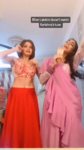 Parull Chaudhry Instagram - We had so much fun making this one.. hope you have fun watching this ❤️

P.S. Aishwarya wasn’t harmed in making this reel. 
Physical violence is a punishable offence. 

#aishwaryakhare #parullchaudhry #bhagyalakshmi #comedyreels #reelsinstagram