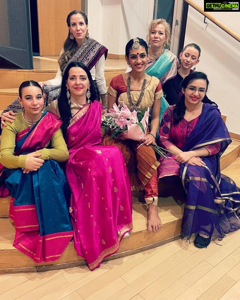 Rukmini Vijayakumar Instagram - Whenever I have to take a long flight, I feel like I just want to stay home. But once I get there, the people make everything worthwhile. When an audience is moved, or when students have a genuine curiosity for learning, somehow those long hours on a flight and time away from home feels alright. I have the gift of dance, and through that I have the fortune of meeting wonderful people. So thankful for everyone who had me! 1 : eating a traditional Hungarian pastry. The best thing in that cold. #musttry 2/3/4 : looking at the sights in the castle district in Budapest with the lovely @eva_anjalidance and her husband. 5: post performance joys with @eva_anjalidance students. I’ve never come back on stage so many times for audience applause. Both exhilarating and humbling at once. 6 : students in Budapest. Too many to fit into a square post. 7: @prasanth_artist88 , his wife Yazhini and their lovely daughter who took care of me in Germany. 8: workshop in Germany, again too many students to fit into the square post 🙈 9: workshop in Amsterdam that @sawezer organised. I can’t believe I didn’t take a single picture with her 🙄 @indian.dance.europe she’s the best! ♥️ 10: workshop in Amsterdam by the lovely Anna, at @yojigendojo #dancerlife #travel #indiandance #bharatanatyam #bharatnatyam #classicalindiandancer