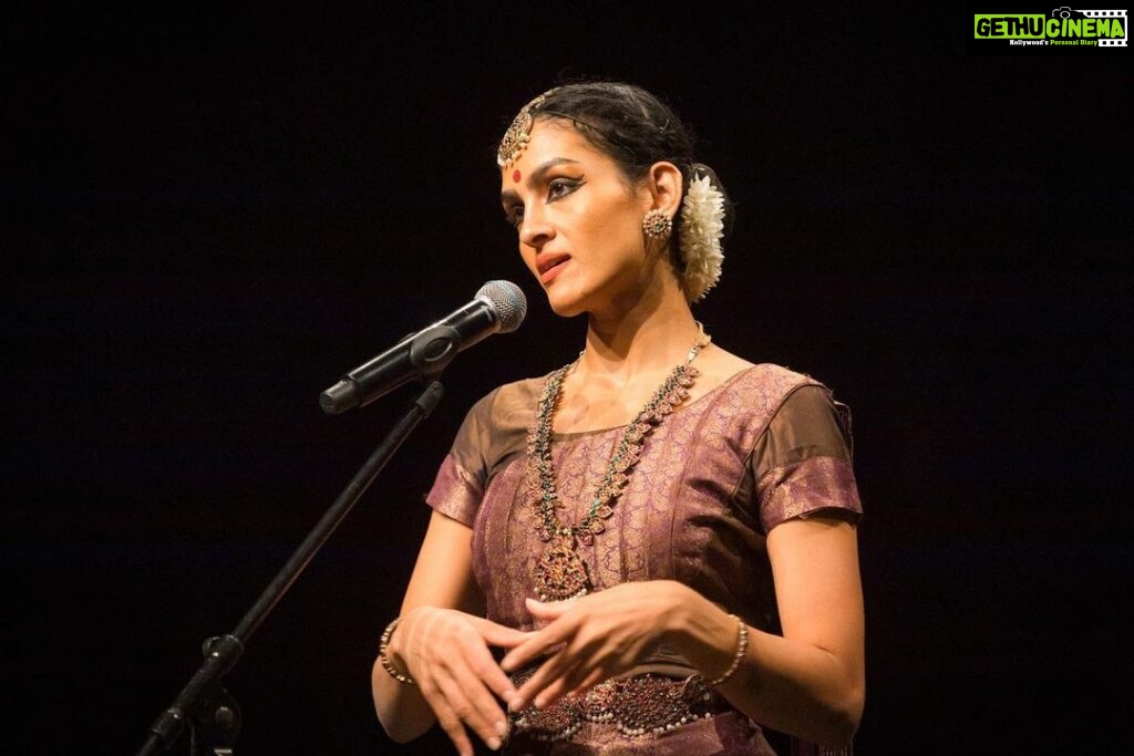 Rukmini Vijayakumar Instagram - A few pictures from my performance in Tallinn two weeks ago. Many years ago, when I was about 12 years old, I was attending a workshop with CVC mama. Workshops left huge impressions on me at that age and it impacted my practice. A few words made a big difference to me. No repetition or continuous correction was necessary. I was so hungry to learn that I latched onto every word that was said by any teacher. I would analyse repeatedly and try to implement whatever was spoken. He said “there are no bad photos, only bad dancers. Whenever a photograph is taken, even if it is mid movement, it must look coherent” it may seem like such a simple thing to say. But it made so much sense to me that I began to think of transitions and weight shifts and how my arms moved for so many many years afterwards. I can’t actually say that I’m happy with every photograph even now, but there’s definitely been a lot of progress because of this analysis. It’s important as students of dance to remember that a teacher is a guide, and the work must be done by you at the end of the day. Also, no learning is too small. Everything is important, so never close your mind to anything that is offered. Performance was hosted by @amrita.stuudio ♥️ #bharatanatyam #indiandance #tallinn #learning #performance #classicaldancer