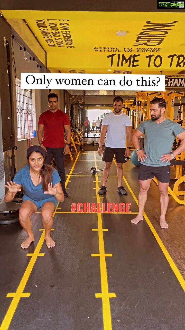 Sangeetha Sringeri Instagram - All the women out there, here's your chance to challenge your Male Coach/trainer 😜 if you did don't forget to tag me 😜😜 This is just a fun challenge, so just smile, laugh and spread happiness #challenge #funinfitness @saveenfittstudio @malagesourabh @vijaey_sk