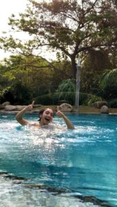 Sanjeeta Bhattacharya Instagram - Life update: Have learnt how to survive in a pool. The pool is my jam now! Have you heard the song that inspired this life lesson and watched the video yet? Swimming is out now! Link in bio🌊 Hihi💛 #swimming #newrelease Auroville