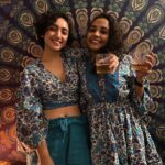 Sanjeeta Bhattacharya Instagram - From getting lost together in woods, endless cups of tea and sattu, our “salsa lessons” and “yoga sessions”, scooty rides around the streets of Shantiniketan to her teaching me how to read Bangla, we’ve shared the most beautiful, the funniest memories growing up. Celebrating our sisterhood in matching fits from Udaipur with a glass of fine cognac courtesy @hennessy and @svamidrinks - the combo slaps and how! 🥃 Impromptu plans are the absolute best, can you tell? ❤️ @ishanjadwani lent us his aesthetic af room hihi. Mumbai, Maharashtra