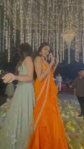 Shivathmika Rajashekar Instagram - Hi! I’m the problem 🤷🏻‍♀️ @shivani_rajashekar1 tried to make a dance reel with me, poor thing... We are both wearing @varunchakkilam styled by @officialanahita 🤍