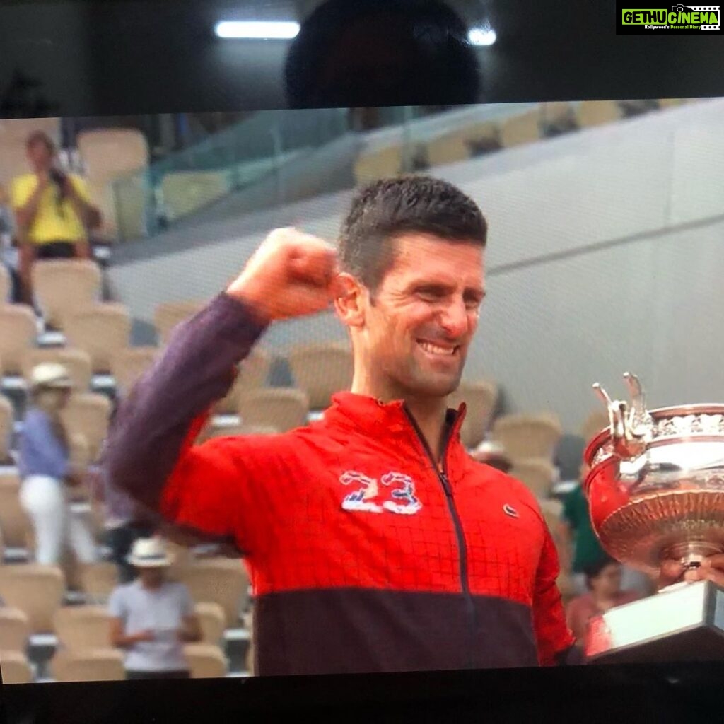 Shruti Ulfat Instagram - G.O.A.T Novak Djokovic … the greatest of all times… for sure! 23 it is fir N❤LE. In the year 2023. Idemoooooooo! Congrats Nole n his immaculatevteam n family. Love you Nole.. always n forever @djokernole @rolandgarros @atptour . . .#nole #novakdjokovic #rolandgarros #2023 #claycourt #frenchopen #grandslam #title #23 #idemoo #djoker #nole #novak #N❤LE