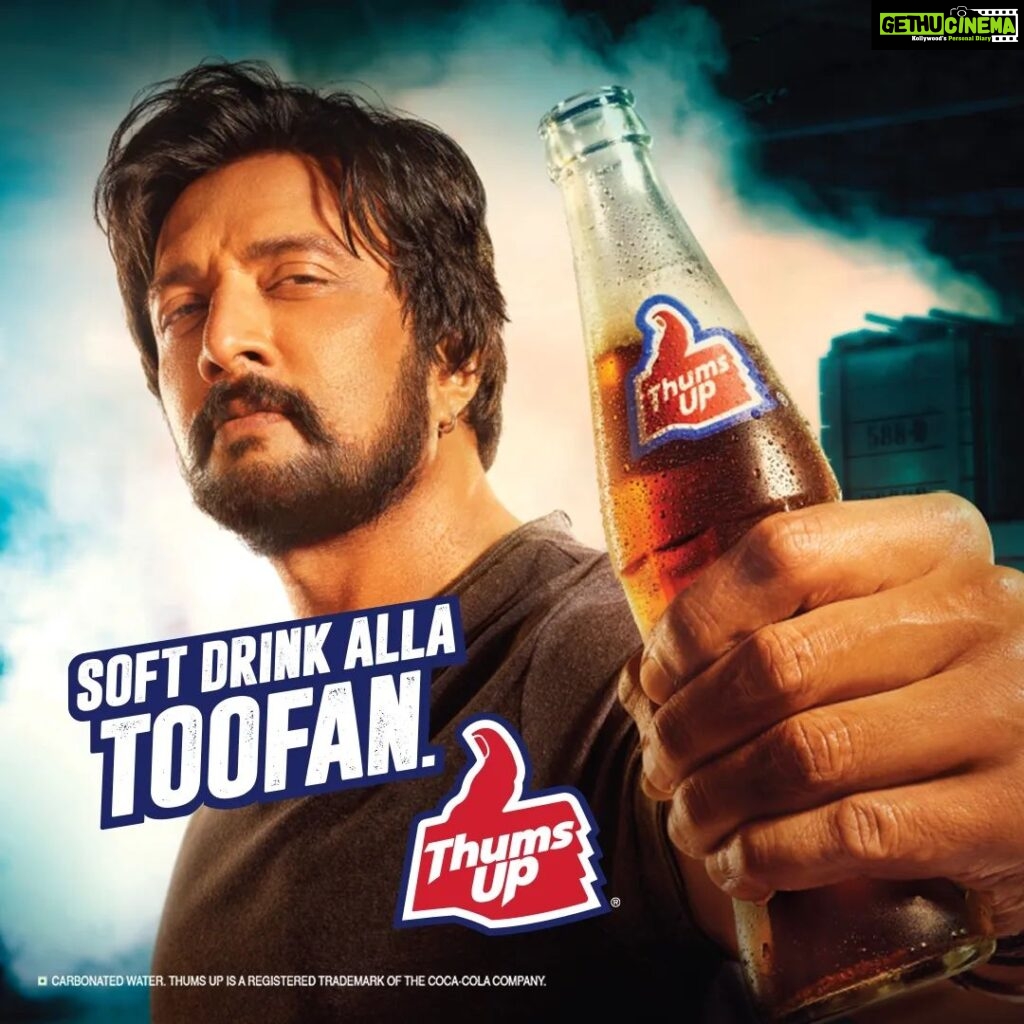 Sudeep Instagram - In a world full of soft drinks, be the Toofan! ⚡ #SoftDrinkNahinToofan #ThumsUp