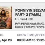 Suhasini Maniratnam Instagram - You wake up in the morning and the first message from a friend is a pic of the ticket of FDFS of PS 2 you know it is the start of a great day greater week and even greater month ahead Get your tickets now! BOOKINGS ARE OPEN! #CholasAreBack #PS2 #PonniyinSelvan2 #ManiRatnam @arrahman @madrastalkies @lyca_productions @redgiantmovies_ @tips @imax @primevideoin @suntv #PenMarudhar @srivenkateswaracreations @sreegokulammoviesofficial @film_dn_ @the_real_chiyaan @jayamravi_official @karthi_offl @aishwaryaraibachchan_arb @r_sarath_kumar @trishakrishnan @aishu__ @sobhitad | Prabhu | @actorjayaram_official @joinprakashraj | Jayachitra | @rahman_actor @iamvikramprabhu @ashwinkakumanu @lal_director @radhakrishnan_parthiban @riyazkhan09 @mohanraman0304 @primevideoin @arjunchidambaram @babuantonyactorofficial @r_varman_ | Thota Tharrani | @sreekar.prasad | Jeyamohan #DivyaPrakashDubey #TanikellaBharani #ShankerRamakrishnan #Varadaraju | @siva_ananth @brinda_gopal @ekalakhani | Vikram Gaikwad | @kishandasjewellery @ny_vfxwaala @redchillies.color @vidhyasubramanian_art | Kumaravel | @gopiprasannaa @sureshpermal @c.r.e.s.c.e.n.d.o_1512 @sekarankarthik @riyasdeenriyan @nakulabhyankar| @johnsoncinepro @ajayjohn2018 @aswinrao @theglassbox.publicity @gobeatroute
