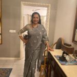 Suhasini Maniratnam Instagram - My comfort zone. Cotton saree. Long hair pulled at the back. Zero make up .silver jewels and my favourite man for company …get set go dinner