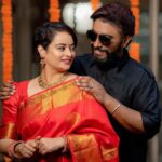 Suja Varunee Instagram - 🧡 I believe in Fairytale and 👑 my KING was always there by my side to make it come TRUE❤️ Photography @eyemomentclickers Makeup & saree drape- @makeoverbyjo Decor by @purpletreeprojects #fairytale #myking #loveislove #love #togetherforever #couplegoals #husbandandwife #couplephotography Chennai, India