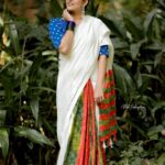Swasika Instagram - A touch of simplicity and a dash of colorful boldness! In love with the saree . Mua : @abilashchickumakeupartist Saree : @byhand.in Stylist : @amal_gop Jewellery: @anokhi_priyakishore Photography: @akhil_photography_tvm #SimpleYetBold #SareeGlam #swasika
