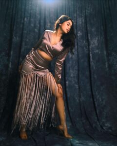 Tejasswi Prakash Instagram - The only thing you can take from me is notes 🙃
.
.
.

Styled by @natashaabothra
Outfit @houseofsoh 
Photographer @mirajverma_photography