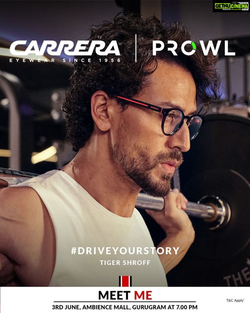 Tiger Shroff Instagram - Are you ready to #DriveYourStory? Don’t miss the chance to meet @tigerjackieshroff at @ambiencemalls on June 3rd. #Carrera #CarreraXProwl