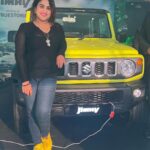 Vanitha Vijayakumar Instagram – Proud and honoured to have Officially unveiled the newgen off-road vehicle from #maruthisuzuki #jimny #bloodysweet ❤️ Vishnu Cars